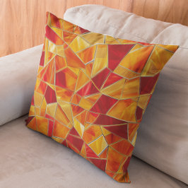 Almofada Orange and Gold Stained Glass Mosaic Pattern