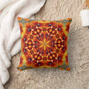 Almofada Orange Black Eyed Susan Daisy Abstrato
