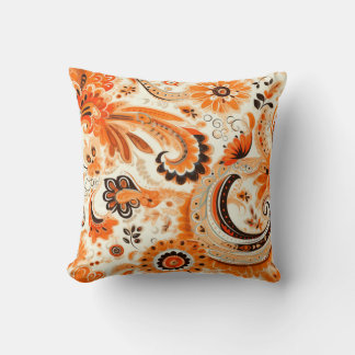Almofada Orange Boho Paisley - Padrão sem costura