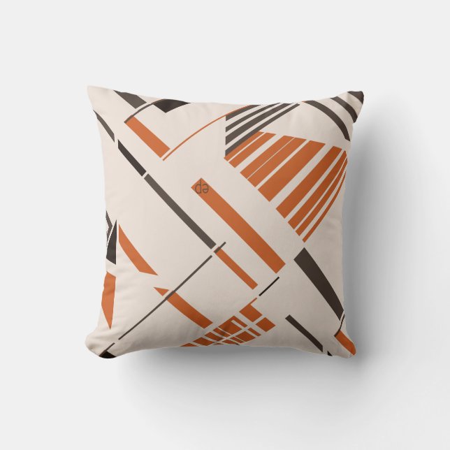 Almofada Orange Brown on Beige Diagonal Abstract MCM Look (Frente)