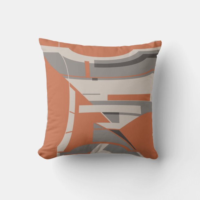 Almofada Orange Gray Taupe Mediterranean Geometric Abstract (Frente)