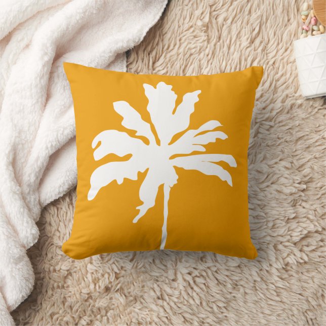 Almofada Orange Modern Tropical Palm Tree Summer (Cobertor)