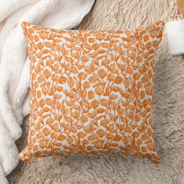 Almofada orange orchid floral pattern (Cobertor)