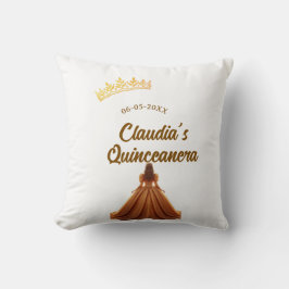 Almofada Orange quinceanera princess crown birthday name da