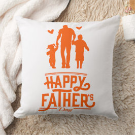 Almofada Orange Silhouette Dad Two Kids Hearts