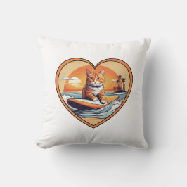 Almofada Orange Tabby Surfing Cat