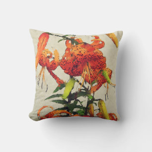 Almofada Orange Watercolor Tiger Lily 1