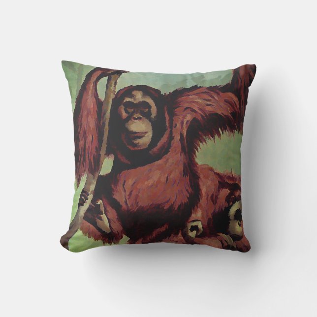 Almofada Orangotangos em árvore (Frente)