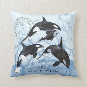 Almofada Orcas Incríveis de Preto e Branco
