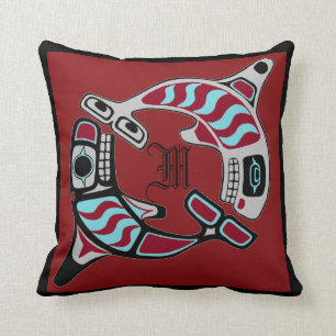 Almofada Orcas noroestes Monogrammed da arte da costa