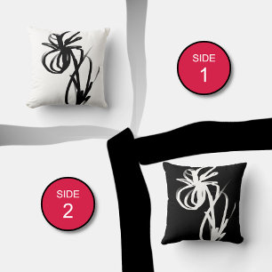 Almofada Orchid Blanc & Noir: Abstrato Branco e Preto