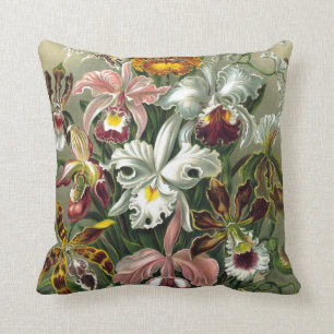 ALMOFADA ORCHIDS: ERNST HAECKEL RETRO FLORAL PADRÃO