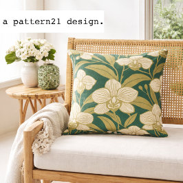 Almofada Orchids on emerald green pattern