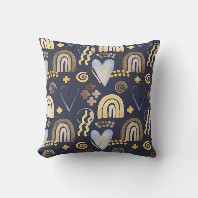 Almofada Orgânico forma um padrão ingênuo com arco-íris, co (Frente)