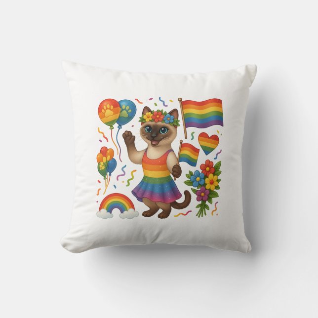 Almofada Orgulho Gato - Peitos LGBTQ inspirados em Gato (Frente)