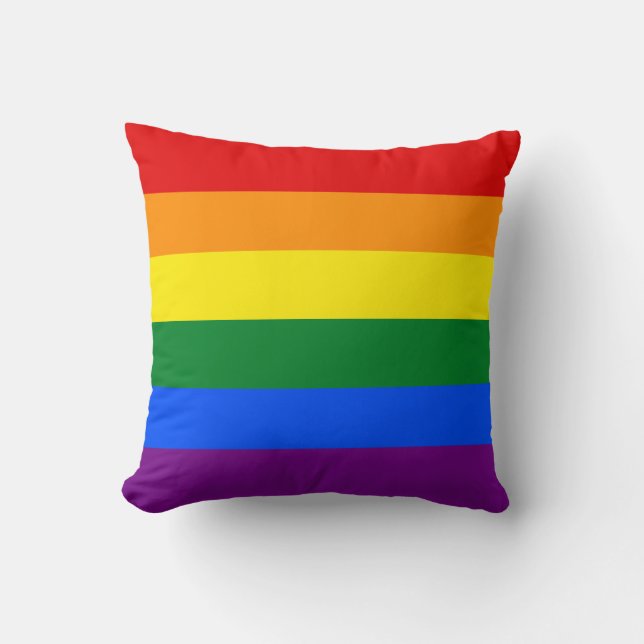 Almofada Orgulho gay LGBT 6 - Bandeira Arco-íris com Faixa  (Frente)