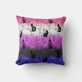Almofada Orgulho Genderfluid Gato Preto - Mística Witchy
