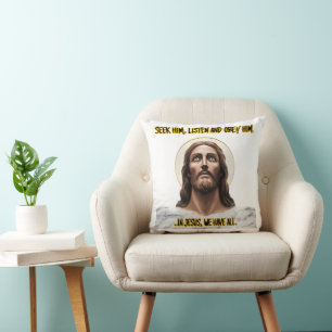 Almofada Orientação divina: Busca, Escute, Obey