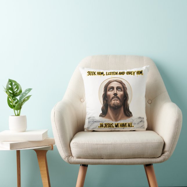 Almofada Orientação divina: Busca, Escute, Obey (Cadeira)