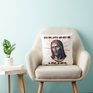 Almofada Orientação divina: Busca, Escute, Obey