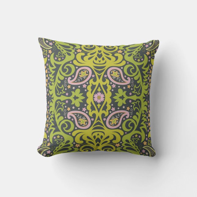 Almofada Oriental Bliss: Paisley Floral Pattern (Frente)