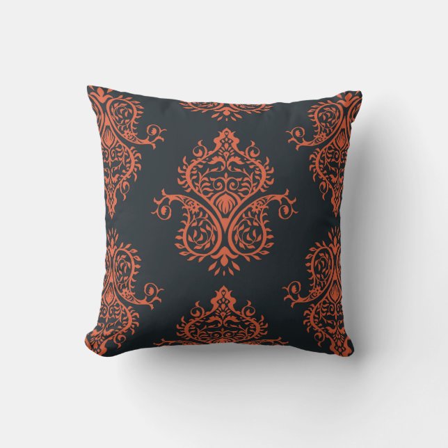Almofada Oriental damask: padrão de colheita mediterrânico. (Frente)