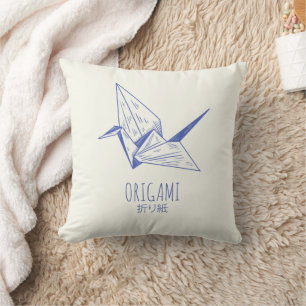 Almofada Origami Art Japonês Dobra Art Retro Crane