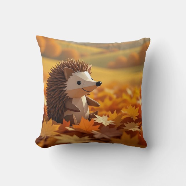 Almofada Origami Hedgehog Autumn Themed (Frente)