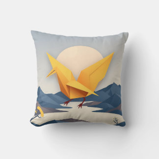 Almofada Origami Paper Crane Vetor Art