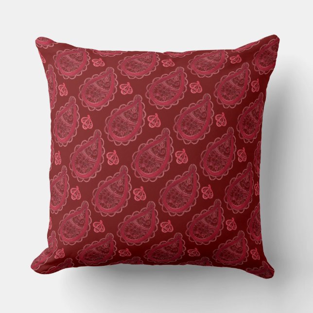 Almofada Ornamentado Burgundy Paisley Pattern (Frente)