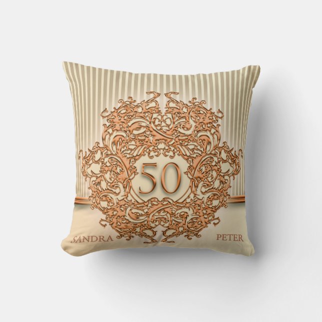 Almofada Ornamento De Cobre E Listras De Cerco (Frente)