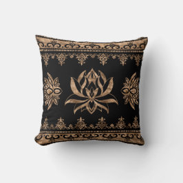 Almofada Ornamento de luxo Lotus Flower - preto e ouro