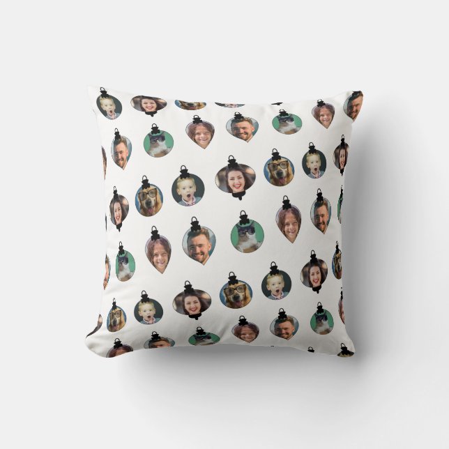 Almofada Ornamentos de Fotos da Família Engraçada de Natal  (Frente)