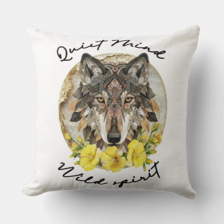 Almofada Ornate Boho Wolf with Yellow Flowers