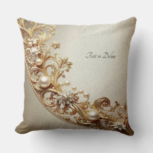Ornate Gold Flourish Throw Pillow