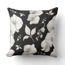 Orquídea Branca de Aquarela em Preto |