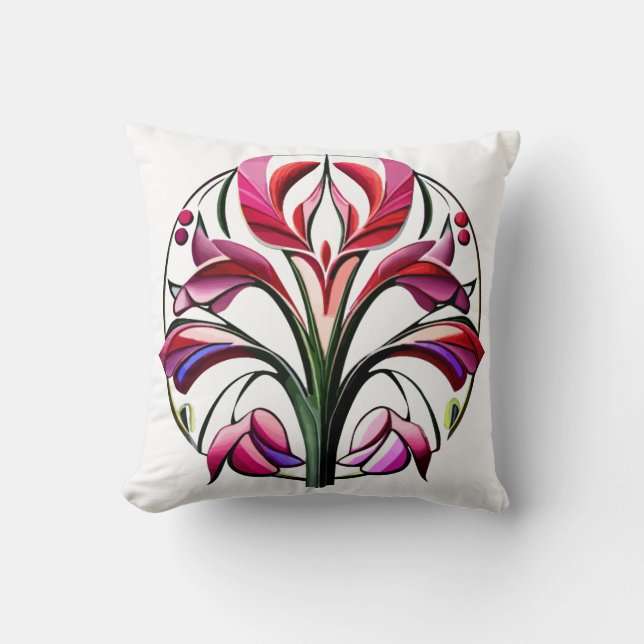 Almofada Orquídea Metálica: Uma Extravaganza Rosa e Amarela (Frente)