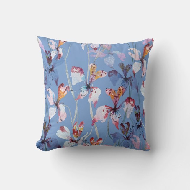 Almofada Orquídea Selvagem Elegância: Luxo Aquarela (Frente)