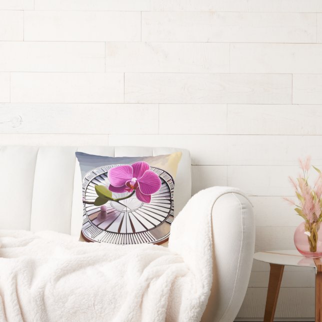 Almofada Orquídeas Rosa Expectativas em Prata (Sofá)