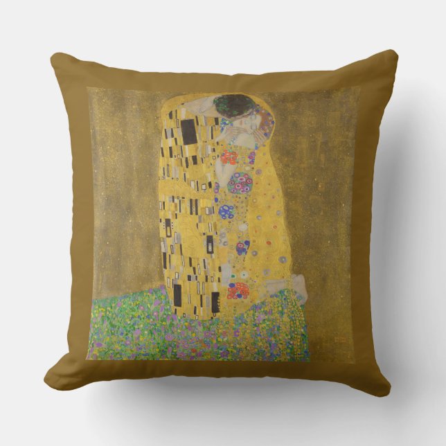 Almofada Os amantes beijando o abraço de Gustav Klimt (Frente)