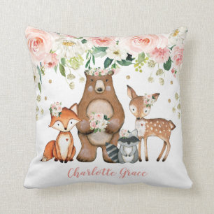 Almofada Os animais da floresta da floresta da menina coram