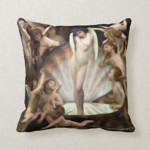 Almofada Os anjos de Bouguereau circundam o Cupido