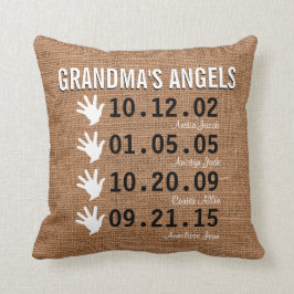 Almofada Os anjos pequenos da avó - 4 netos - serapilheira