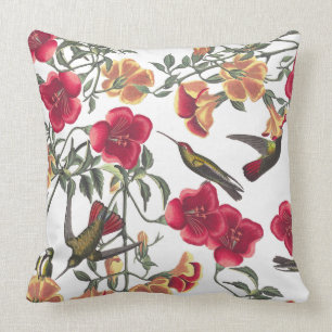 Almofada Os colibris Audubon floral florescem o travesseiro