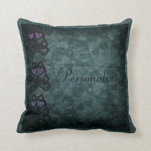 Almofada Os crânios góticos Glittery personalizaram o