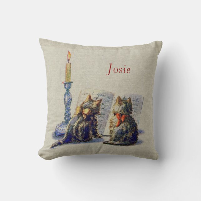 Almofada Os gatos do vintage personalizaram o travesseiro (Frente)