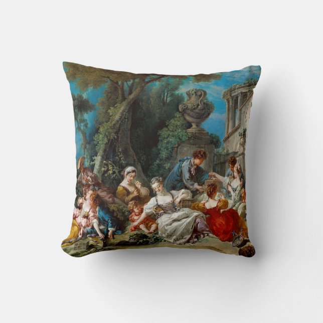 Almofada Os Passarinheiros por Francois Boucher (Frente)