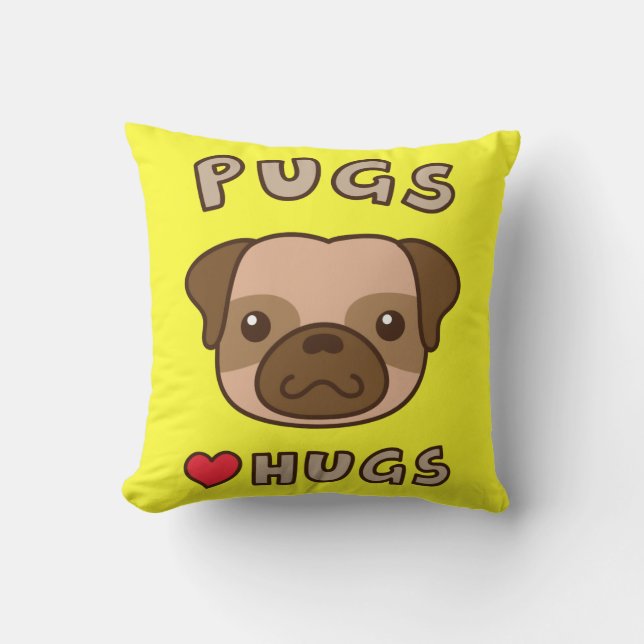 Almofada Os Pugs bonitos amam abraços, para amantes do (Frente)