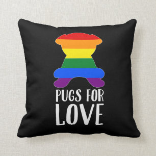 Almofada Os Pugs para o amor comemoram o preto do orgulho