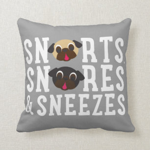 Almofada Os Snorts, ressonam & Sneezes travesseiro do Pug